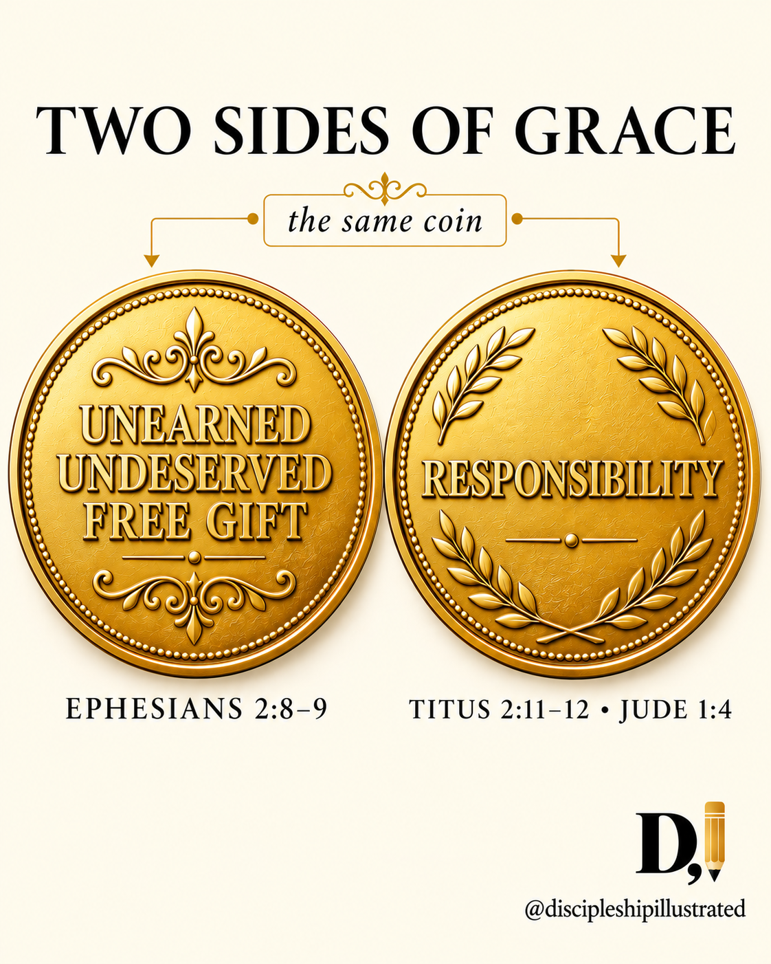 Two Sides of Grace: unearned, undeserved free gift and responsibility, with Scripture references